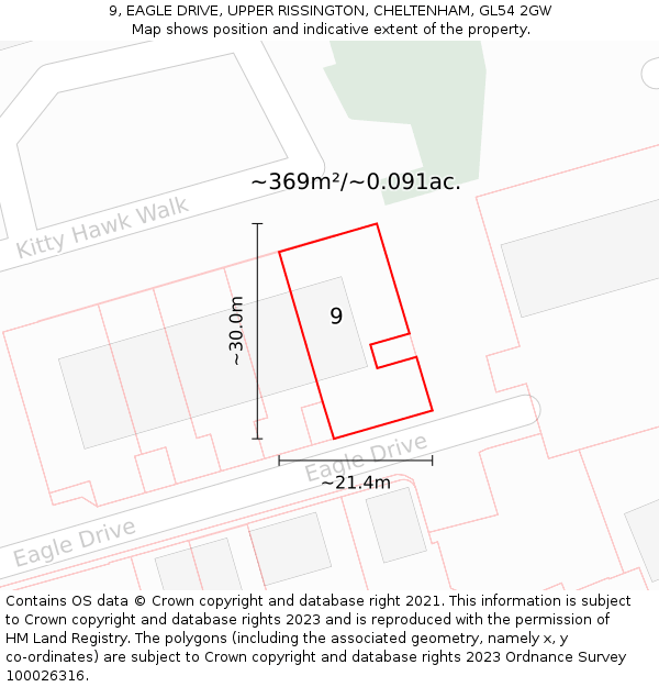9, EAGLE DRIVE, UPPER RISSINGTON, CHELTENHAM, GL54 2GW: Plot and title map