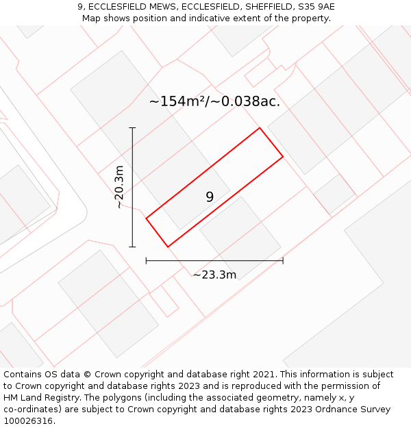 9, ECCLESFIELD MEWS, ECCLESFIELD, SHEFFIELD, S35 9AE: Plot and title map