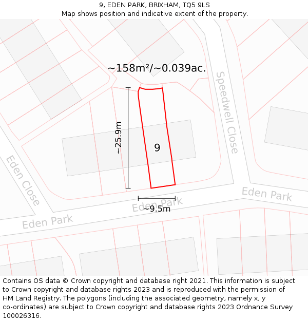 9, EDEN PARK, BRIXHAM, TQ5 9LS: Plot and title map
