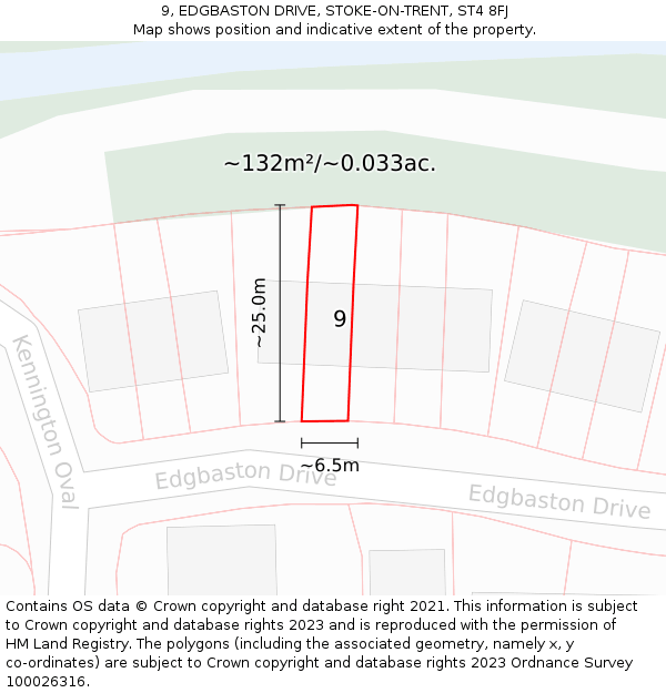 9, EDGBASTON DRIVE, STOKE-ON-TRENT, ST4 8FJ: Plot and title map