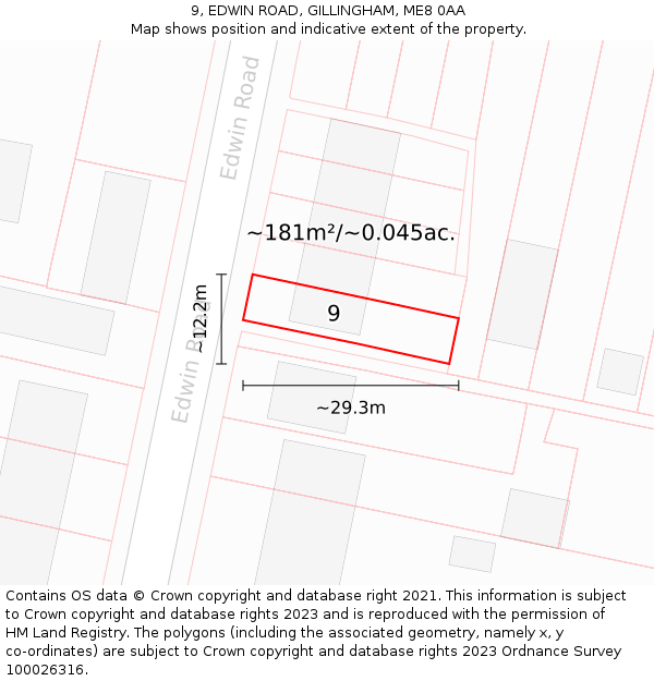 9, EDWIN ROAD, GILLINGHAM, ME8 0AA: Plot and title map