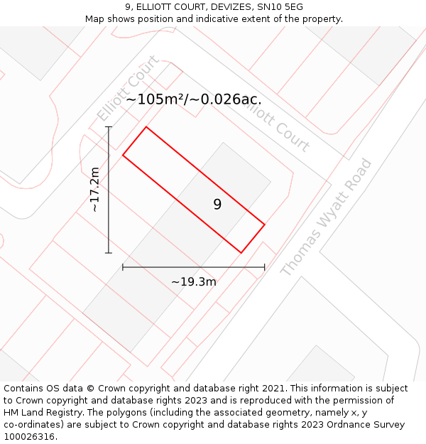 9, ELLIOTT COURT, DEVIZES, SN10 5EG: Plot and title map