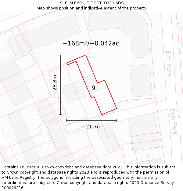 9, ELM PARK, DIDCOT, OX11 6DS: Plot and title map