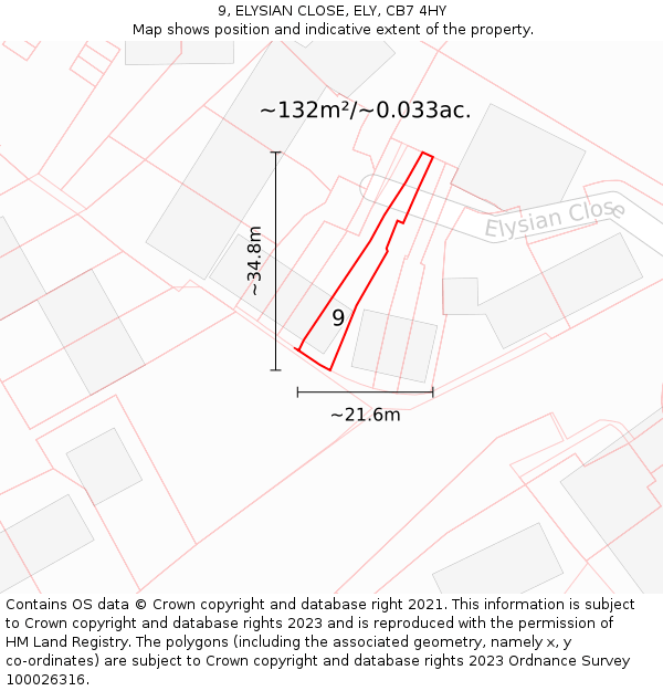 9, ELYSIAN CLOSE, ELY, CB7 4HY: Plot and title map