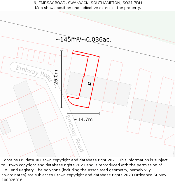 9, EMBSAY ROAD, SWANWICK, SOUTHAMPTON, SO31 7DH: Plot and title map