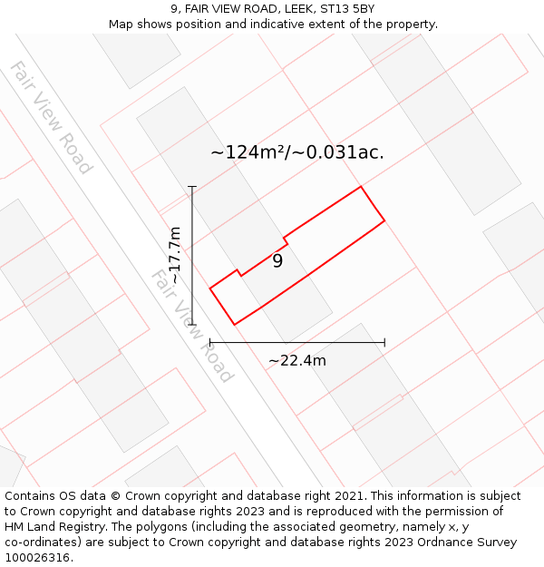 9, FAIR VIEW ROAD, LEEK, ST13 5BY: Plot and title map