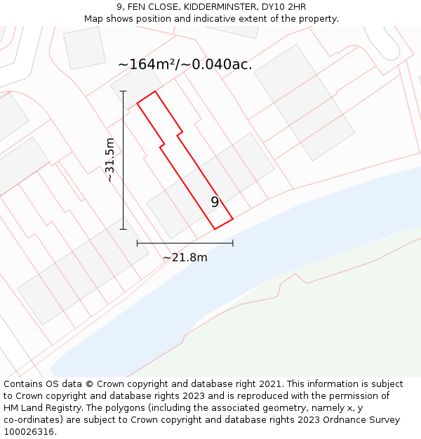 9, FEN CLOSE, KIDDERMINSTER, DY10 2HR: Plot and title map