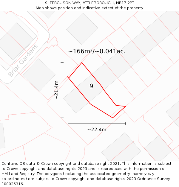 9, FERGUSON WAY, ATTLEBOROUGH, NR17 2PT: Plot and title map