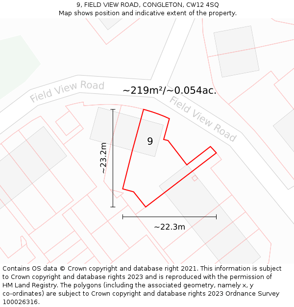 9, FIELD VIEW ROAD, CONGLETON, CW12 4SQ: Plot and title map
