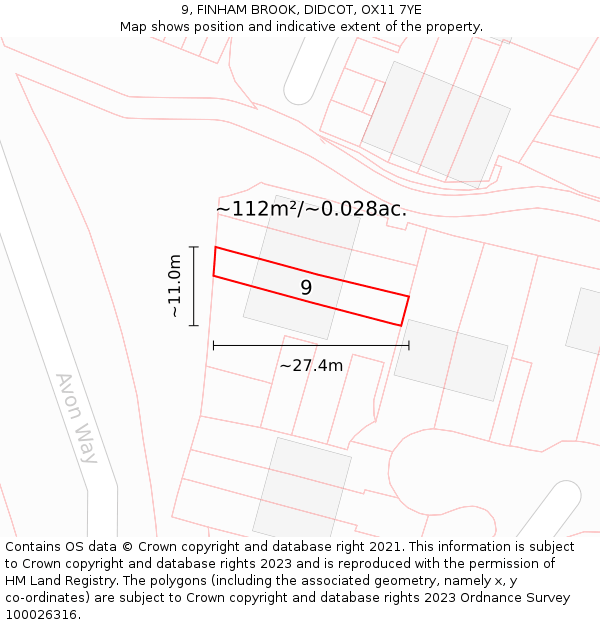 9, FINHAM BROOK, DIDCOT, OX11 7YE: Plot and title map
