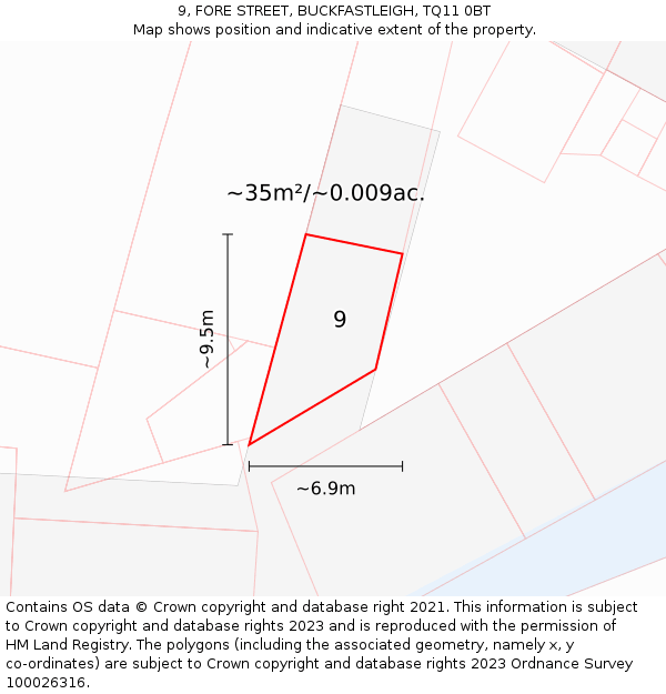 9, FORE STREET, BUCKFASTLEIGH, TQ11 0BT: Plot and title map