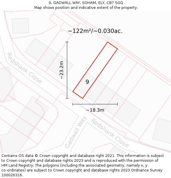 9, GADWALL WAY, SOHAM, ELY, CB7 5GQ: Plot and title map