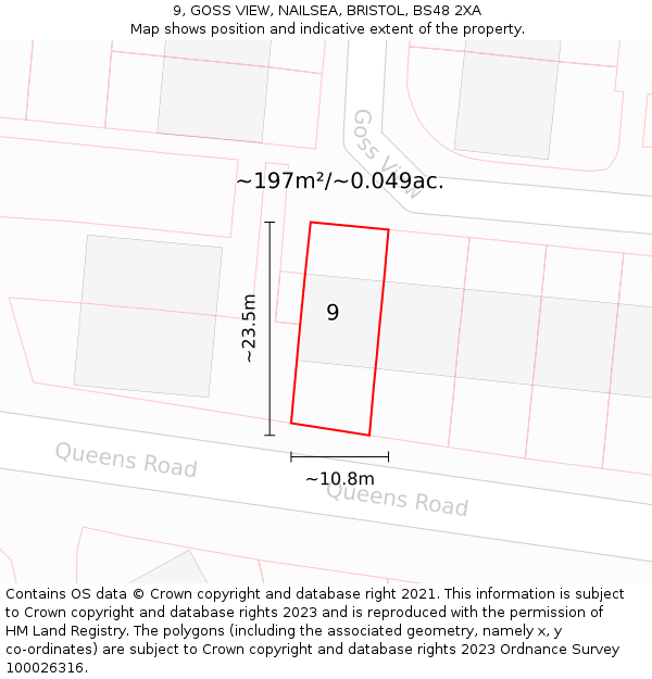 9, GOSS VIEW, NAILSEA, BRISTOL, BS48 2XA: Plot and title map