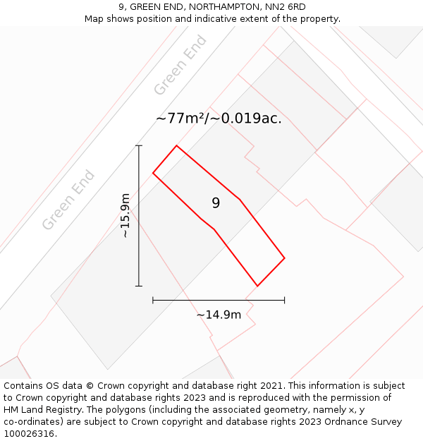 9, GREEN END, NORTHAMPTON, NN2 6RD: Plot and title map