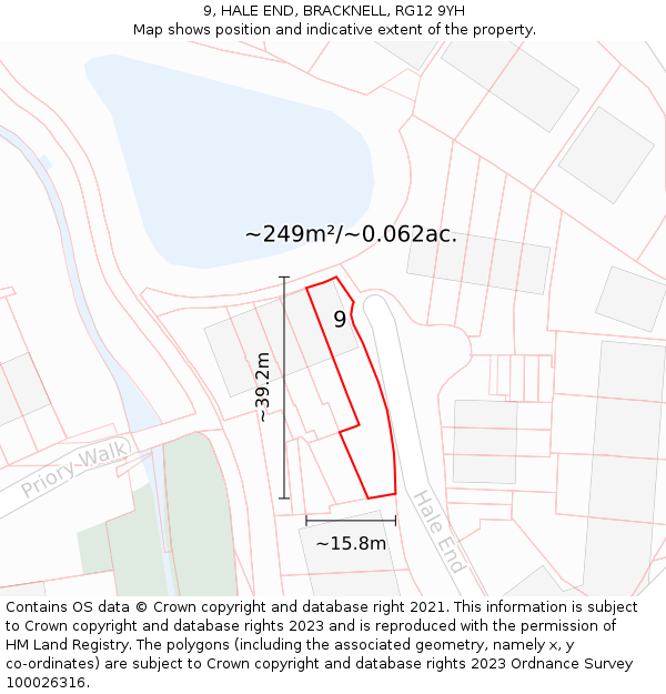 9, HALE END, BRACKNELL, RG12 9YH: Plot and title map