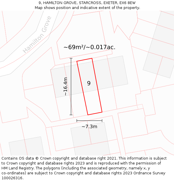 9, HAMILTON GROVE, STARCROSS, EXETER, EX6 8EW: Plot and title map