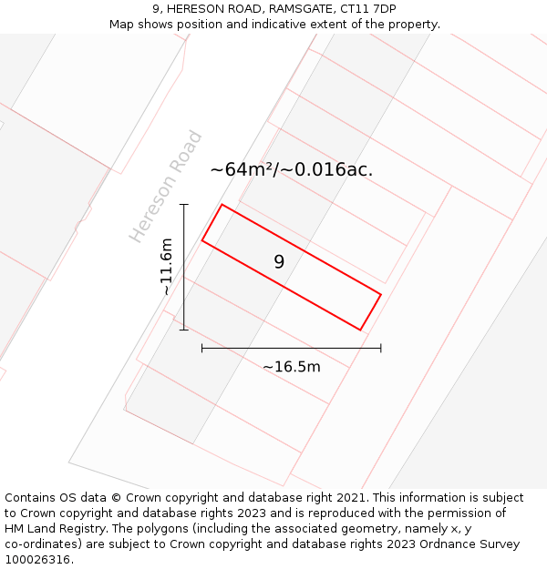 9, HERESON ROAD, RAMSGATE, CT11 7DP: Plot and title map