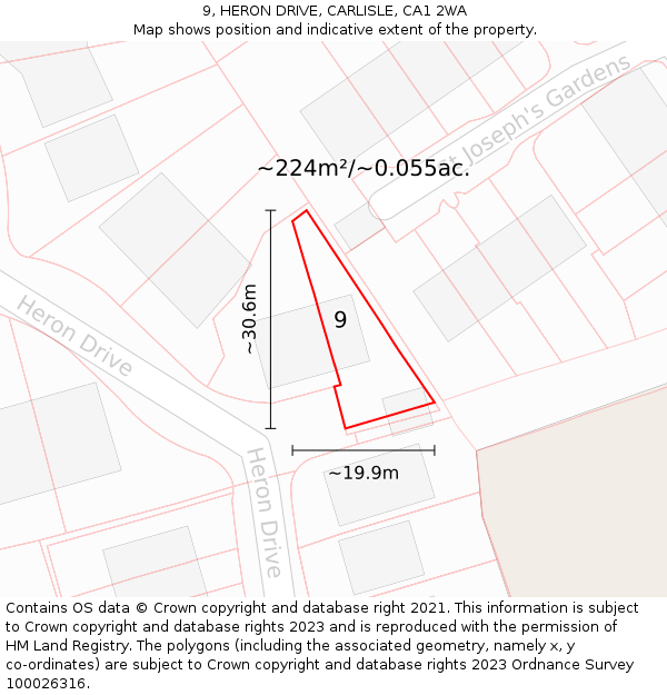 9, HERON DRIVE, CARLISLE, CA1 2WA: Plot and title map