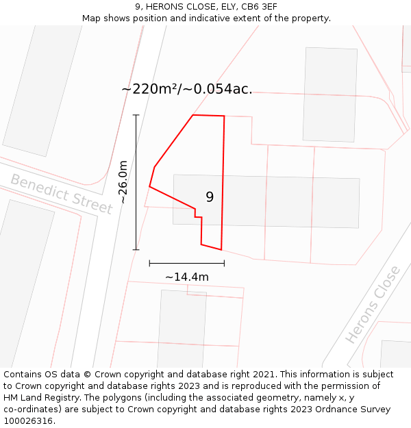 9, HERONS CLOSE, ELY, CB6 3EF: Plot and title map