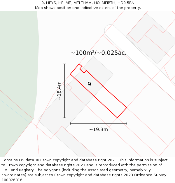 9, HEYS, HELME, MELTHAM, HOLMFIRTH, HD9 5RN: Plot and title map