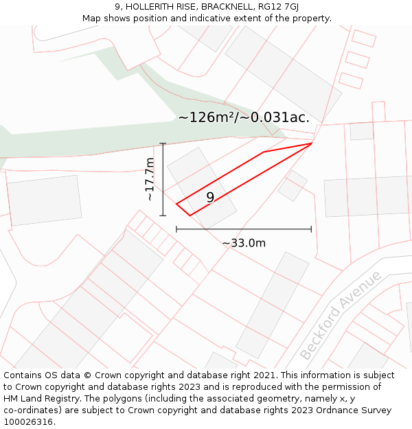 9, HOLLERITH RISE, BRACKNELL, RG12 7GJ: Plot and title map
