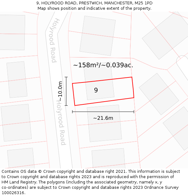 9, HOLYROOD ROAD, PRESTWICH, MANCHESTER, M25 1PD: Plot and title map