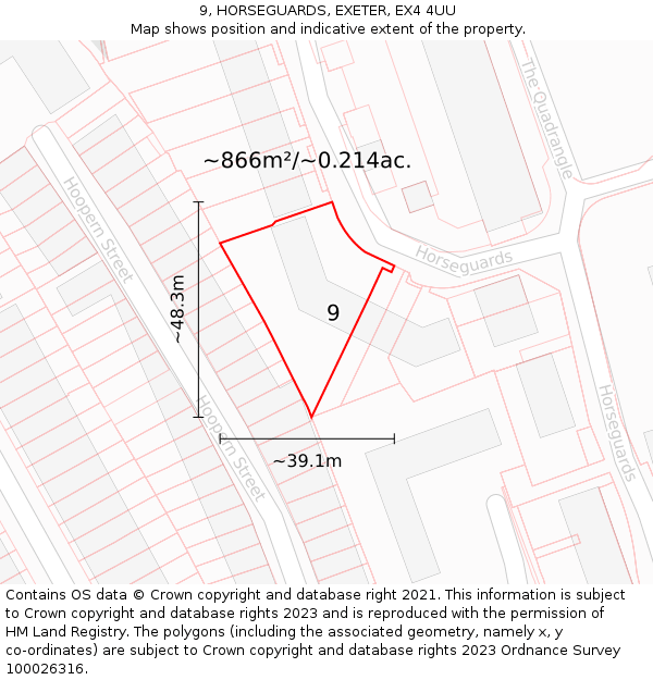 9, HORSEGUARDS, EXETER, EX4 4UU: Plot and title map