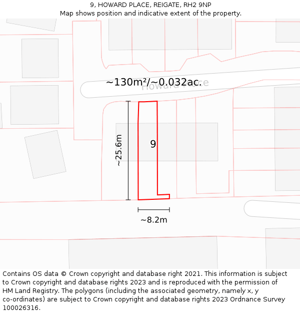 9, HOWARD PLACE, REIGATE, RH2 9NP: Plot and title map