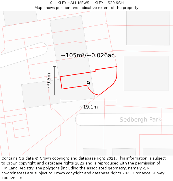 9, ILKLEY HALL MEWS, ILKLEY, LS29 9SH: Plot and title map