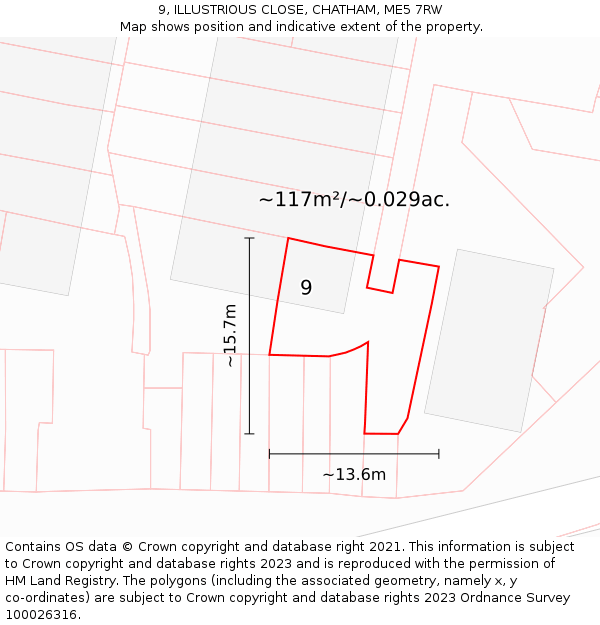 9, ILLUSTRIOUS CLOSE, CHATHAM, ME5 7RW: Plot and title map