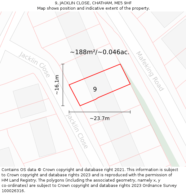 9, JACKLIN CLOSE, CHATHAM, ME5 9HF: Plot and title map