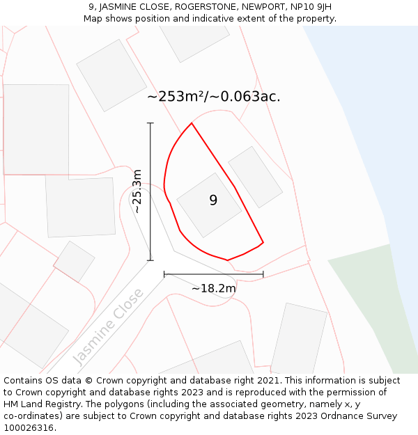 9, JASMINE CLOSE, ROGERSTONE, NEWPORT, NP10 9JH: Plot and title map