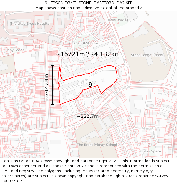 9, JEPSON DRIVE, STONE, DARTFORD, DA2 6FR: Plot and title map