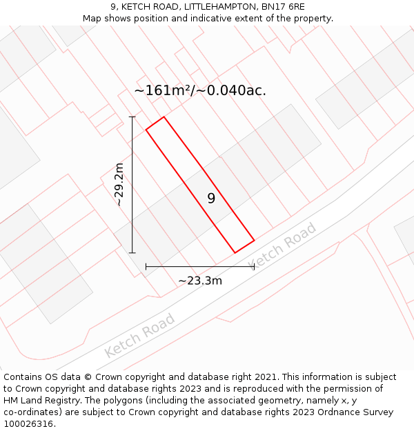 9, KETCH ROAD, LITTLEHAMPTON, BN17 6RE: Plot and title map
