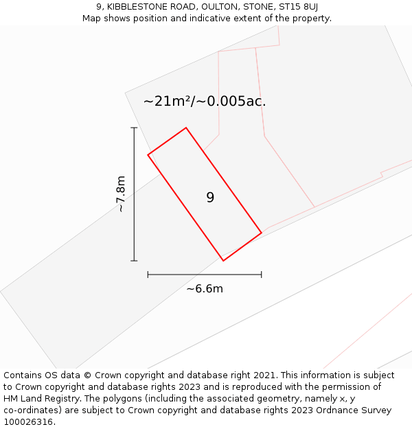9, KIBBLESTONE ROAD, OULTON, STONE, ST15 8UJ: Plot and title map