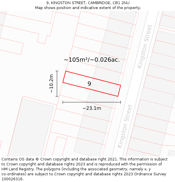 9, KINGSTON STREET, CAMBRIDGE, CB1 2NU: Plot and title map