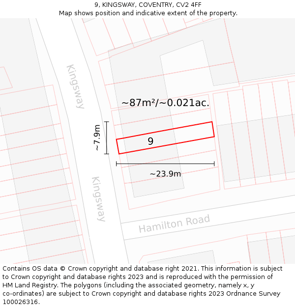 9, KINGSWAY, COVENTRY, CV2 4FF: Plot and title map