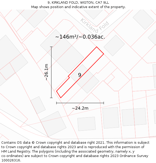 9, KIRKLAND FOLD, WIGTON, CA7 9LL: Plot and title map