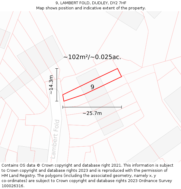 9, LAMBERT FOLD, DUDLEY, DY2 7HF: Plot and title map