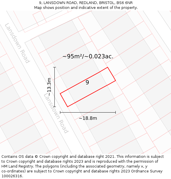 9, LANSDOWN ROAD, REDLAND, BRISTOL, BS6 6NR: Plot and title map