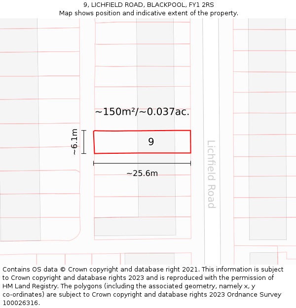 9, LICHFIELD ROAD, BLACKPOOL, FY1 2RS: Plot and title map