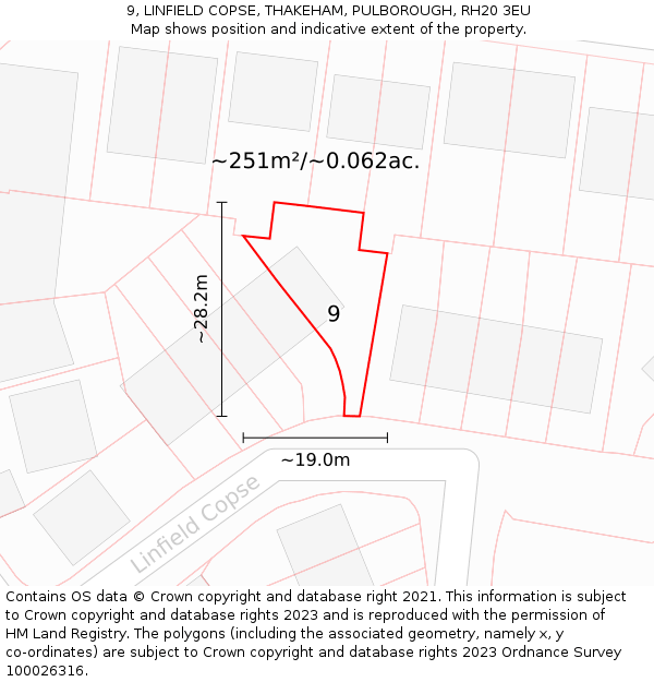 9, LINFIELD COPSE, THAKEHAM, PULBOROUGH, RH20 3EU: Plot and title map