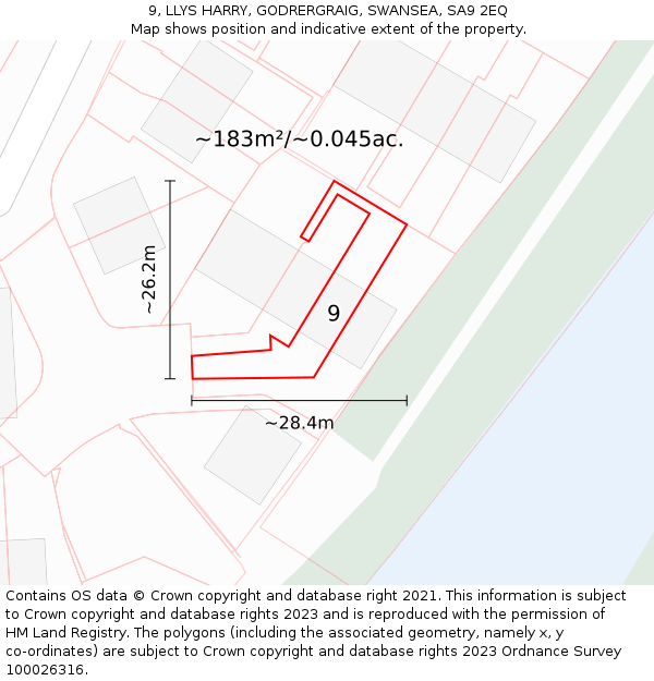 9, LLYS HARRY, GODRERGRAIG, SWANSEA, SA9 2EQ: Plot and title map