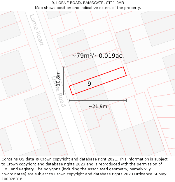 9, LORNE ROAD, RAMSGATE, CT11 0AB: Plot and title map