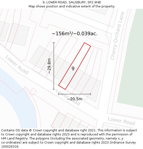 9, LOWER ROAD, SALISBURY, SP2 9NB: Plot and title map