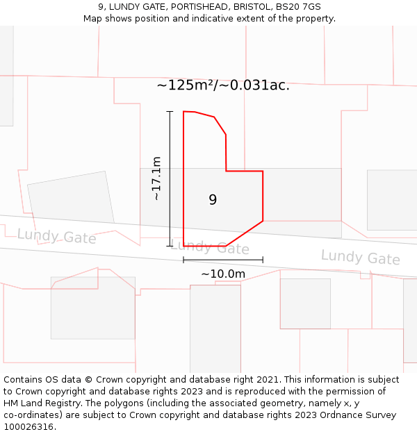 9, LUNDY GATE, PORTISHEAD, BRISTOL, BS20 7GS: Plot and title map