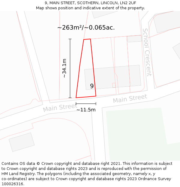 9, MAIN STREET, SCOTHERN, LINCOLN, LN2 2UF: Plot and title map