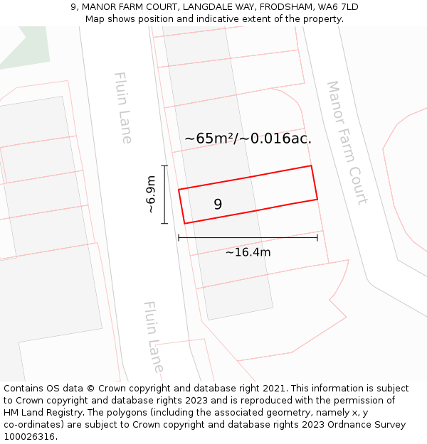 9, MANOR FARM COURT, LANGDALE WAY, FRODSHAM, WA6 7LD: Plot and title map