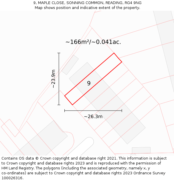9, MAPLE CLOSE, SONNING COMMON, READING, RG4 9NG: Plot and title map