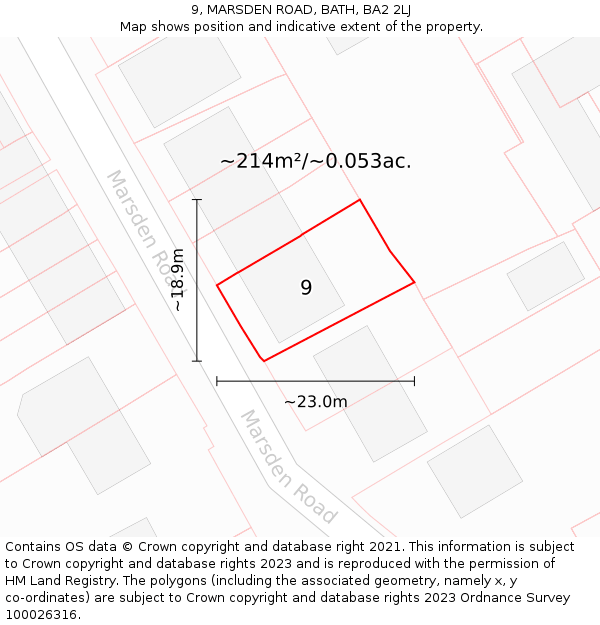 9, MARSDEN ROAD, BATH, BA2 2LJ: Plot and title map